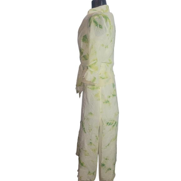 Vintage Ribkoff Trends Yellow And Green Leaf Print Skirt Set - Picture 6 of 13